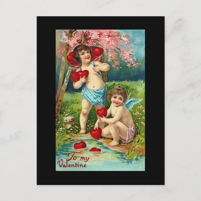 Vintage Valentine's Cherubs Holiday Postcard (Front)