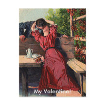 Vintage Valentines Couple Kissing Card