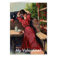 Vintage Valentines Couple Kissing Card