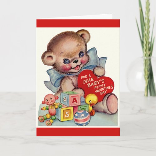 Vintage Valentines Day  Babys 1st Valentine Holiday Card