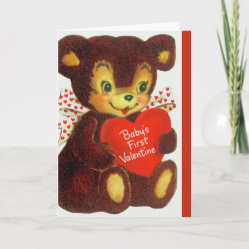 Vintage Valentines Day  Babys First Valentine Holiday Card