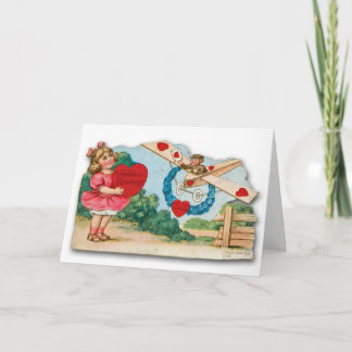 Vintage Valentine's Day Card with Airplane