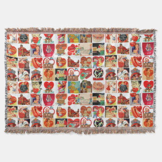 vintage valentines day cards retro throw blanket