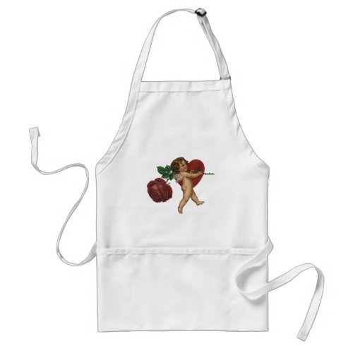 Vintage Valentines Day Cherub and Victorian Rose Adult Apron