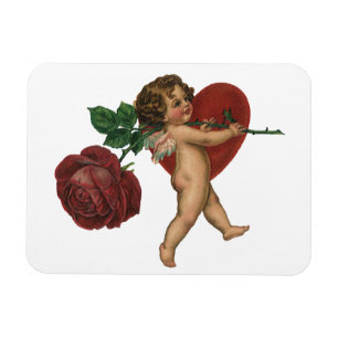 Vintage Valentine's Day Cherub and Victorian Rose Magnet