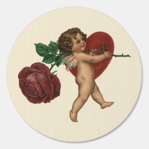 Vintage Valentine's Day Cherub and Victorian Rose Sign