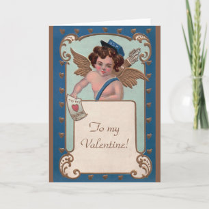Vintage Valentine's Day, Cherub with Love Letters Holiday Card