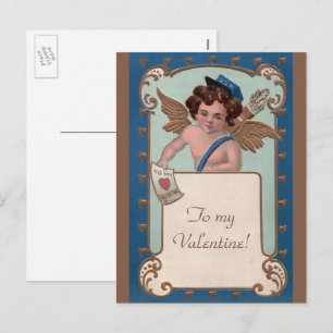 Vintage Valentine's Day, Cherub with Love Letters Holiday Postcard