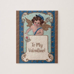 Vintage Valentine's Day, Cherub with Love Letters Jigsaw Puzzle