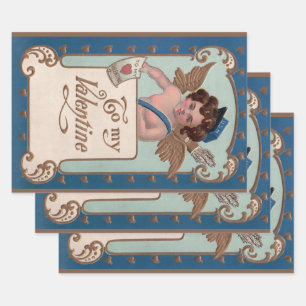 Vintage Valentine's Day, Cherub with Love Letters Wrapping Paper Sheets