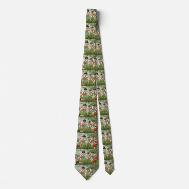 Vintage Valentine's Day Cherubs with Love Hearts Tie (Front)