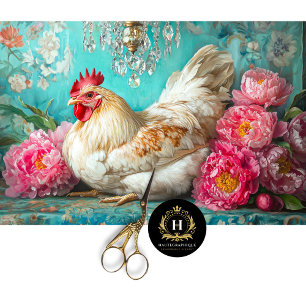 Vintage valentines Day Chicken Decoupage Tissue Paper