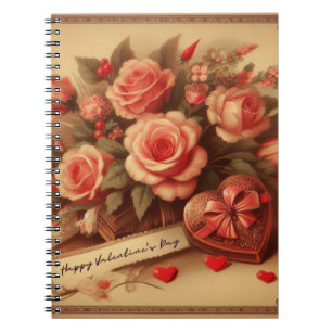 Vintage Valentine's Day Chocolates and Flowers Notebook