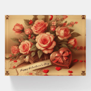 Vintage Valentine's Day Chocolates and Flowers Paperweight