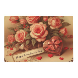 Vintage Valentine's Day Chocolates and Flowers Placemat