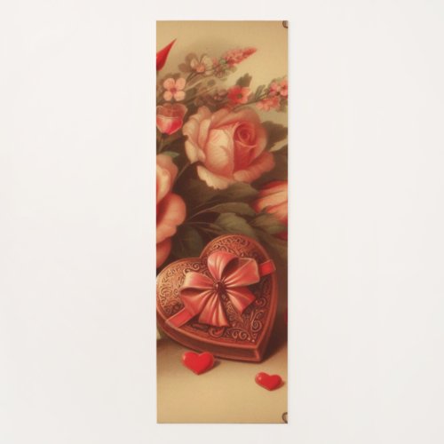 Vintage Valentines Day Chocolates and Flowers Yoga Mat
