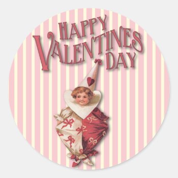 Vintage Valentine's Day Clown Stickers by LMHDesigns at Zazzle