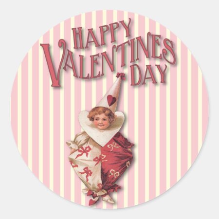 Vintage Valentine's Day Clown Stickers