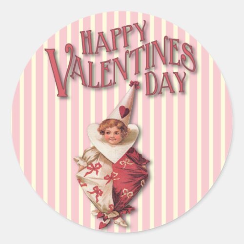 Vintage Valentines Day Clown Stickers