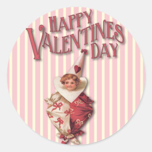 Vintage Valentine's Day Clown Stickers