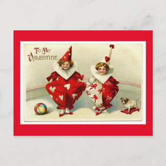 Vintage Valentine's Day Clowns Postcard