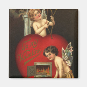 Vintage Valentines Day Cupid, Angels Burning Love Magnet