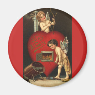 Vintage Valentines Day Cupid, Angels Burning Love Magnet