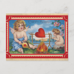 Vintage Valentines Day Cupid Message Postcard