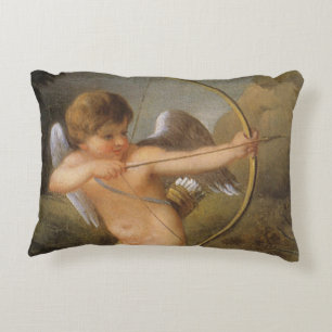 Vintage Valentines Day, Cupid with Bow and Arrow Decorative Pillow