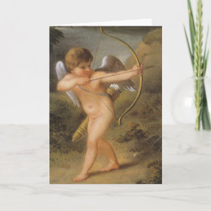Vintage Valentines Day, Cupid with Bow and Arrow Holiday Card