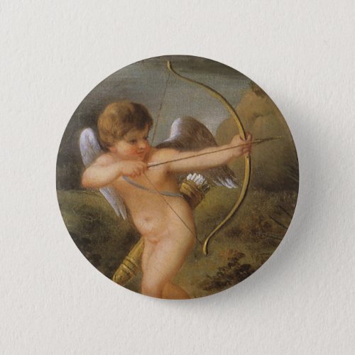 Vintage Valentines Day Cupid with Bow and Arrow Pinback Button