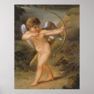 Vintage Valentines Day, Cupid with Bow and Arrow Poster