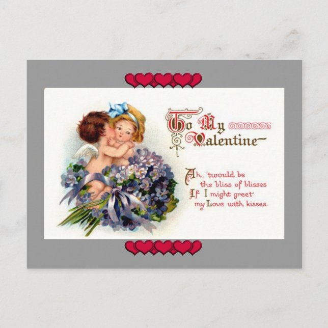 Vintage Valentine's Day Cupid's Kiss Postcard (Front)