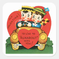 Vintage Valentine's Day, Retro Love and Romance Sticker, Zazzle