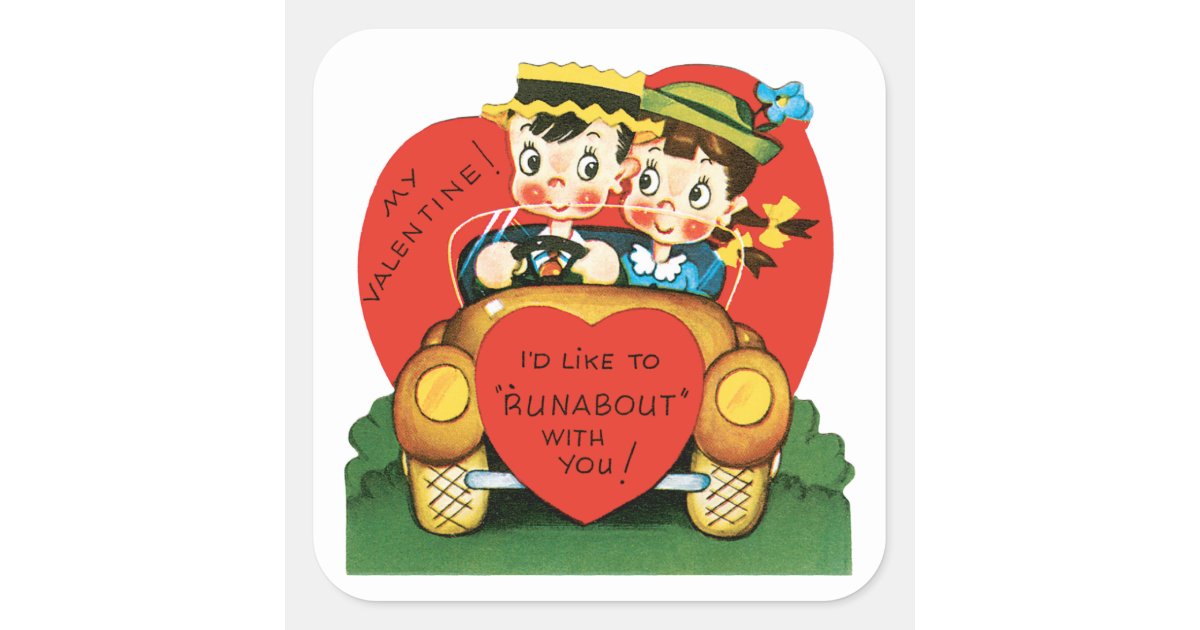 Vintage Valentine's Day, Retro Love and Romance Sticker, Zazzle