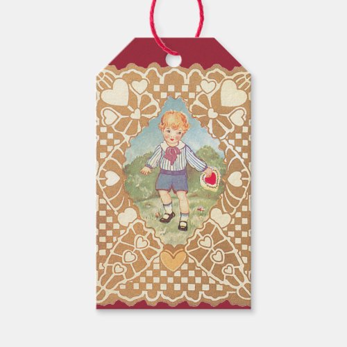 Vintage Valentines Day Cute Boy in the Meadow Gift Tags