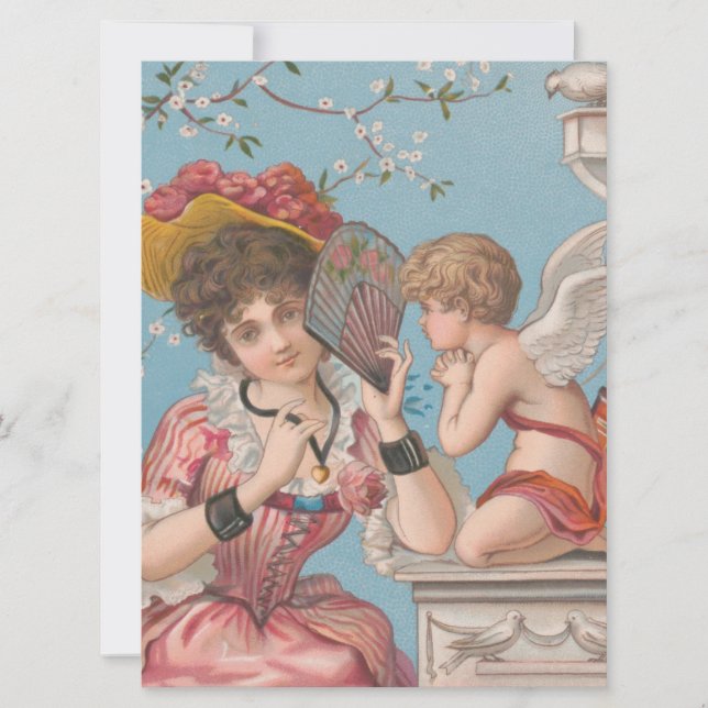 vintage valentines day cute cherub love holiday card (Front)