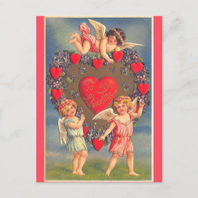 Vintage Valentines Day Cute Cherubs Postcard (Front)