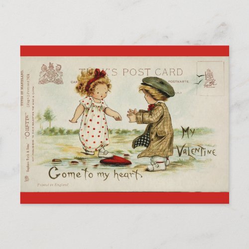 Vintage Valentines Day Cute Kids Postcard