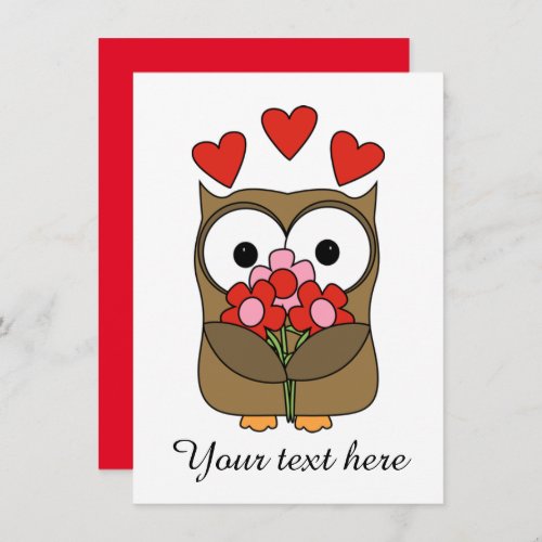 Vintage Valentines Day Cute Owl With Flowers Holiday Card