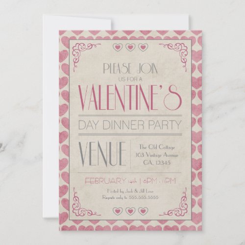 Vintage Valentine's Day Dinner Party Invitations