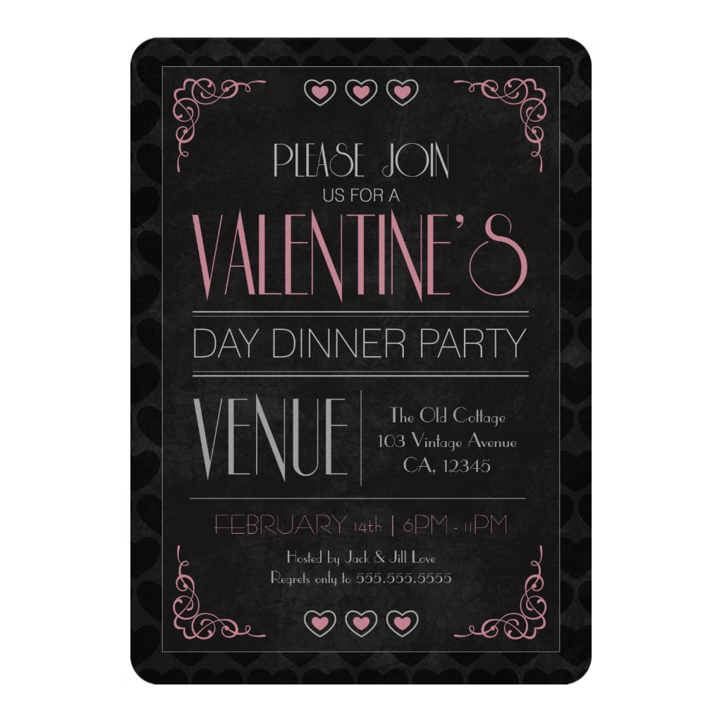 Retro Hearts Valentine's Day Party Invitations Birthday 