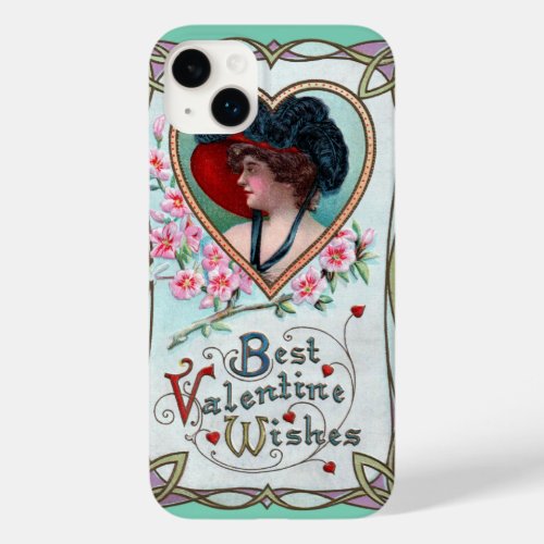 Vintage Valentines Day Elegant Woman in a Heart Case_Mate iPhone 14 Plus Case