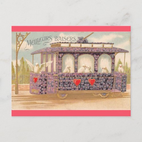 Vintage Valentines Day French Love Doves Postcard