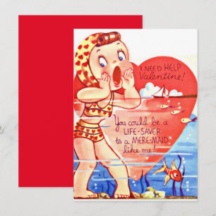 Vintage Valentine's Day Girl Child Holiday Card