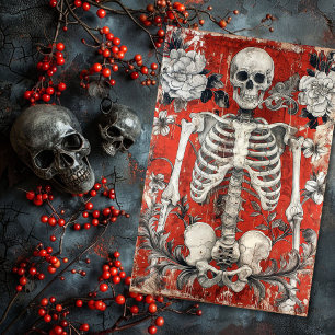 Vintage Valentines Day Gothic Skeleton Skull Tissue Paper