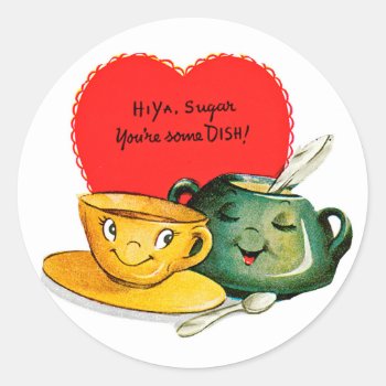 Vintage Valentine's Day Greeting Stickers by TheGiftsGaloreShoppe at Zazzle