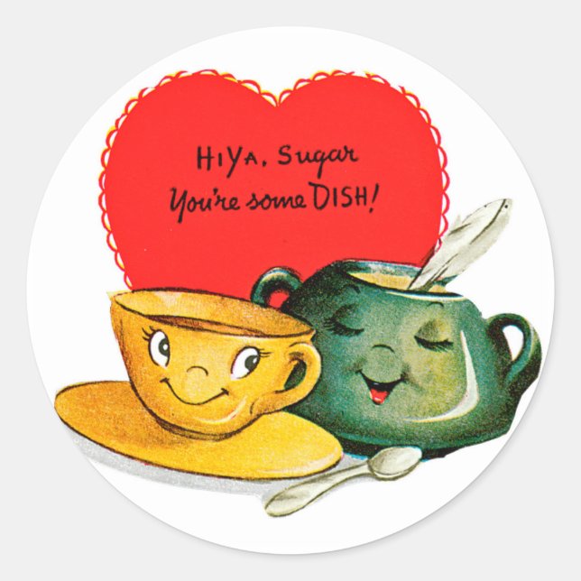 Vintage Valentine's Day Greeting Stickers (Front)