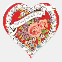 Vintage Valentine's Day Heart - Valentines Day - Sticker