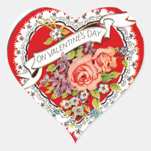 Vintage Valentines Day Heart Heart Sticker